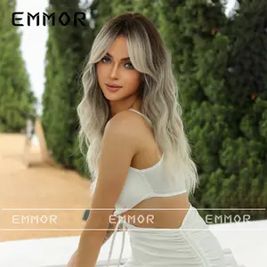 Gradient Platinum Blonde Wig Female Long Hair Summer Girl Color Curly Hair For Fashion Big Wave