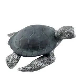 Resin Vintage Silver Turtle With Dark Grey Turtle Shell;Resin Turtle Ornament For Home Decoration