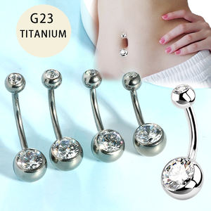 แหวนกระดุม G23ทำจากไทเทเนียมขนาด14กรัมประดับด้วยเม็ดเพชรเซอร์โคเนียแบบสองด้านสำหรับงานปาร์ตี้ของขวัญริมชายหาด - Product Image 2