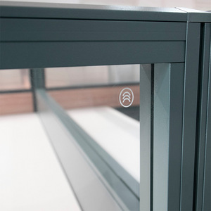Estación de Trabajo Moderna de Aleación de Aluminio Azul Verdoso con Superficie de Madera, Ecológica, con Almacenamiento, <span class=keywords><strong>Escritorio</strong></span> <span class=keywords><strong>para</strong></span> Personal, Cubículo de Oficina, Uso Comercial Duradero - Product Image 3