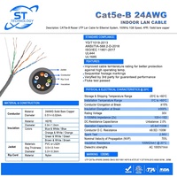 Câble LAN UTP Cat 5e CMR à paires torsadées 8 conducteurs 24AWG en cuivre recuit massif gris avec gaine LSZH PVC conforme ANSI/TIA-568.2