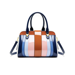 Sac fourre-tout rayé bleu et orange 2025 avec fermoir métallique et sac de transport <span class=keywords><strong>convertible</strong></span> - Product Image 4
