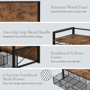 Organisateur de sachets de thé en bois avec tiroir et boîte de rangement à 8 compartiments, coffre de rangement pour thé, conteneur pour comptoir de cuisine - Product Image 2