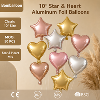 Ballons en feuille métallisée en forme d'étoile et de cœur de 10 pouces pour guirlande de ballons, décoration de fête, fournitures de fête