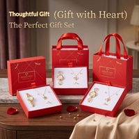 Coffret Cadeau Premium Personnalisé pour Femme – Ensemble 5 Pièces : Montre à Quartz et Collier – Idéal pour Cadeaux d'Appréciation des Partenaires d'Entreprise – Sac Rouge