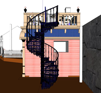 Escalier en colimaçon moderne sur mesure avec rampe en fer forgé, main courante courbée, peignable, pour villa de luxe et design d'intérieur