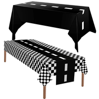 Nappe jetable en plastique à carreaux noir et blanc pour décoration de fête de Thanksgiving, anniversaire, Ramadan, Diwali, Nouvel An