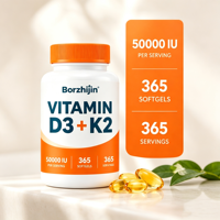 OEM ODM Vitamine D3 50000 UI K2 Gélules Molles Haute Puissance Soutien Santé Osseuse Immunitaire Cardiovasculaire Suppléments à Base de Plantes
