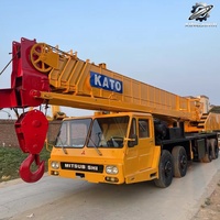Grue sur camion d'occasion Kato NK500E 50 tonnes, d'origine japonaise, châssis Mitsubishi, système hydraulique stable pour travaux de levage en construction