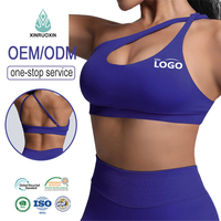 Soutien-gorge de sport asymétrique à une épaule pour femme, avec logo personnalisé OEM/ODM, bretelle dorsale réglable, maintien élevé, idéal pour la gym et les activités sportives – Vente en gros