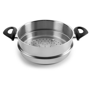 Casseruola a vapore in acciaio inox con manici da 24 cm per cucinare verdure e carne - Product Image 1