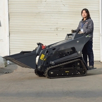 Mini-chargeuse compacte sur chenilles V1100 avec moteur diesel Kubota, boîte de vitesses et pompe pour usage agricole et de construction