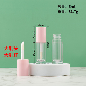 Tubo de brillo labial de 6 ml, envase cosmético vacío con pincel para aplicación de maquillaje de labios. - Product Image 3