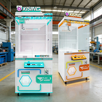 Nouvelle conception Kising : Machines à griffes commerciales avec code QR, personnalisables en bleu et orange, avec options de prise et de langue.
