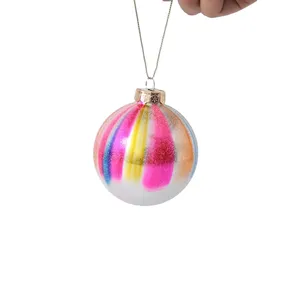 Décoration de bricolage personnalisée en gros OEM ODM bleu arbre de Noël boule suspendue ornements verre boules de cristal de Noël