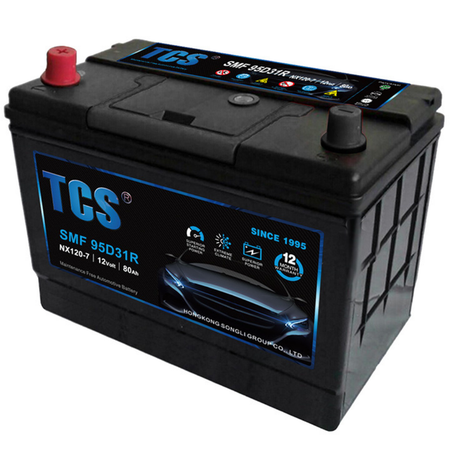 TCS 12V Maintenance Free Batteries 80Ah Japanese Car Batteries Lead Acid SMF 95D31R (NX120-7) Mf Automotive Car Battery