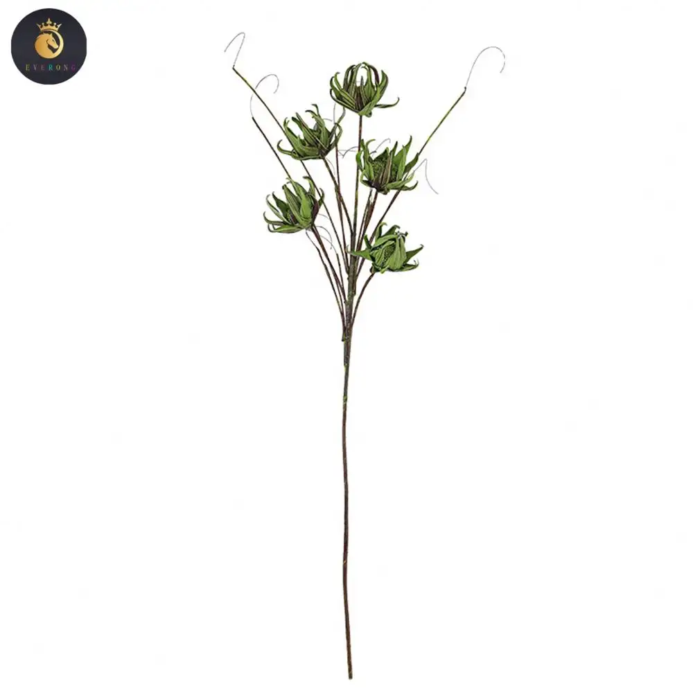 C421 5 cabeças de simulação de girassol de seda artificial, modelo de flor PE para decoração de quarto, espuma de piso de flores falsas, arte de girassol seca