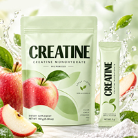 WELLBODY Créatine Monohydrate en Poudre Micronisée Saveur Pomme 5g Sachets Individuels 30 Pièces Booste la Force et les Performances