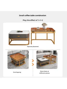 Table basse carrée moderne <span class=keywords><strong>en</strong></span> marbre minimaliste verre créatif pour petits appartements maison salons meuble <span class=keywords><strong>TV</strong></span> - Product Image 4