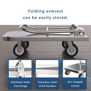 भारी शुल्क स्टेनलेस स्टील प्लेटफॉर्म ट्रॉली 1000 किलोग्राम भार 120x70 सेमी भार औद्योगिक वितरण परिवहन के लिए - Product Image 6