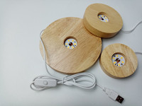 Base lumineuse ronde en bois avec télécommande USB, support d'affichage LED RGB pour lampe, ornement artistique