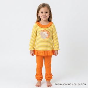 Ensemble tunique et pantalon à carreaux roses pour bébés filles, ensemble brodé, vêtements d'Halloween - Product Image 4