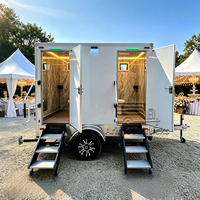 Remorque de toilettes portables double blanche, toilettes mobiles d'extérieur, remorque de salle de bain temporaire avec climatiseur