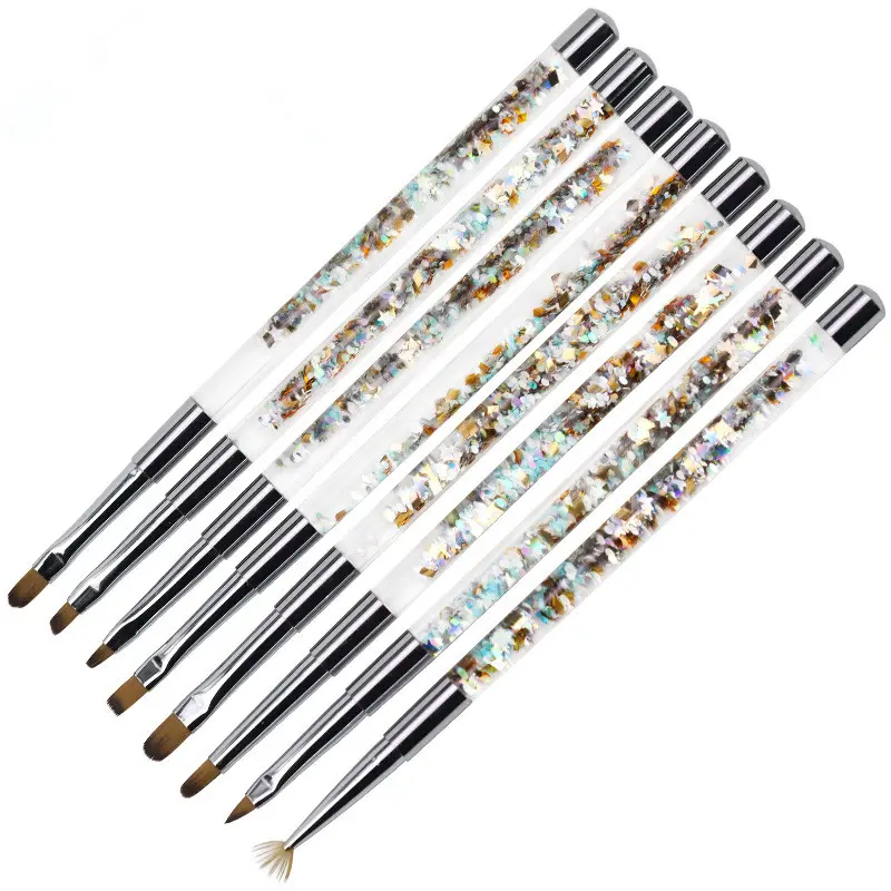 Nail Art Crystal Pens Sequin Bar Nail Brush Set Acrylic Nail Art UV Gel Carving Brush Glitter Pen Beauty Manicure Brush Pen