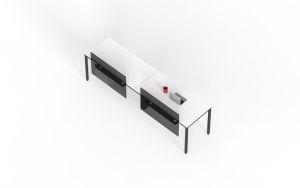 Poste de travail modulaire pour 2 personnes <span class=keywords><strong>avec</strong></span> <span class=keywords><strong>plateau</strong></span> <span class=keywords><strong>coulissant</strong></span> pour câbles et panneau de confidentialité arrière - Product Image 3