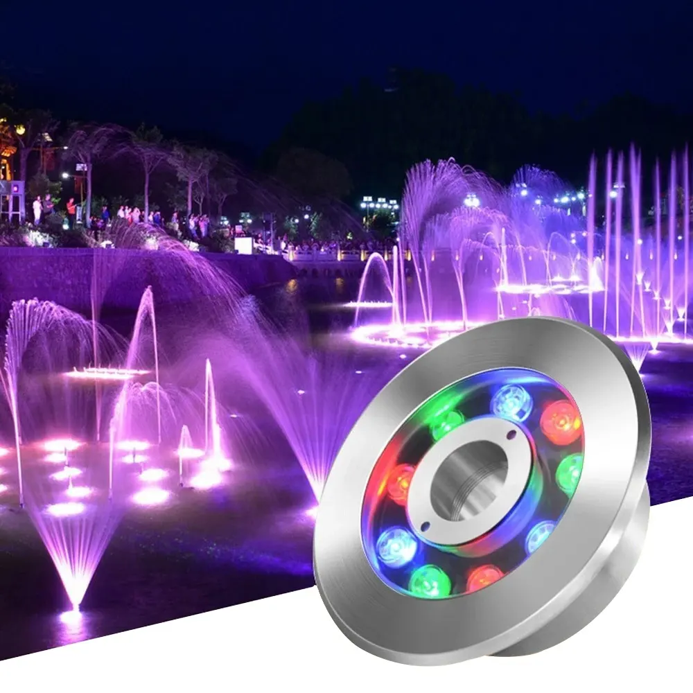 Luci per fontane a LED in acciaio inossidabile RGBW lampade subacquee IP68 impermeabili per esterni colorate AC/DC 12V/24V luci per piscine paesaggistiche