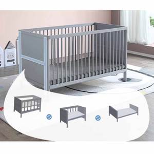 Cuna Convertible 5 en 1 de Madera Maciza, se Convierte en Cama para Niños Pequeños y Sofá Cama, Diseño Moderno para Bebés y Niños, Uso en Escuela y Sala de Estar - Product Image 6