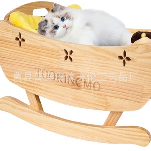Creative wooden cat rocking <b>bed</b>, suitable for all seasons, ventilated cat <b>bed</b>, summer cat sofa cradle, pet camping <b>bed</b> - Product Image 4