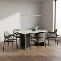 Ensemble de table à manger moderne de luxe avec 4 chaises, plateau rectangulaire en marbre et pieds en acier inoxydable pour la maison, le bureau, l'hôtel ou la villa
