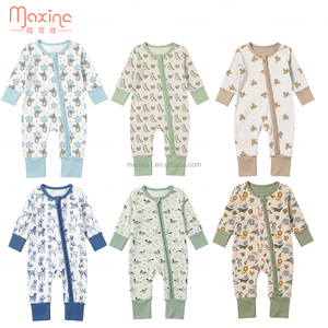 <span class=keywords><strong>Combinaison</strong></span> pour enfants en gros, jersey en coton de bambou, pyjama à fermeture éclair, imprimé canard, barboteuse bébé, barboteuse à bulles - Product Image 3