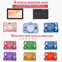Tablette éducative Quad Core pour enfants, 7 pouces, Android 9, 6+128 Go WIFI avec prise en charge de carte TF 512 Go et étui rouge