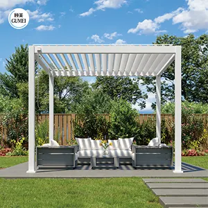 Hot Koop Diy Aluminium Pergola Ontwerpen China Leverancier Dak Systeem Louvered Pergola Dak Met Gemotoriseerde Louvre