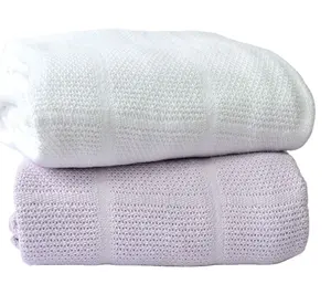 100棉热细胞白色编织雷诺医院毯子