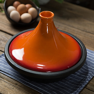 Tajine <span class=keywords><strong>marocain</strong></span> en fonte émaillée personnalisé à <span class=keywords><strong>prix</strong></span> abordable, avec couvercle en céramique conique, design minimaliste et écologique - Product Image 1
