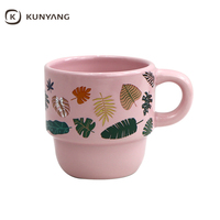 Tasse Espresso en Céramique de 200ml avec Logo Personnalisé, Fleurs, Plantes, Tasses à Café en Céramique Empilables au Latte