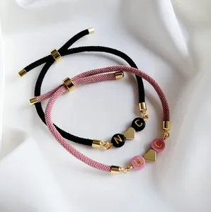 <strong>Personalised</strong> Initial Bracelet Initial Heart Adjustable Bracelet <strong>Friendship</strong> Couple Cord Bracelet <strong>Gifts</strong> for Her - Product Image 5