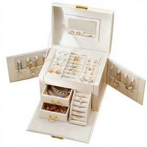 Boîte à bijoux <span class=keywords><strong>rectangulaire</strong></span> multi-couches <span class=keywords><strong>de</strong></span> style européen avec fermeture à loquet, boîte <span class=keywords><strong>de</strong></span> <span class=keywords><strong>rangement</strong></span> multifonctionnelle <span class=keywords><strong>de</strong></span> grande taille pour bagues - Product Image 1