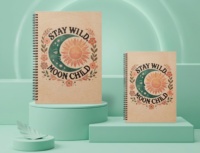 Cahier à spirale pour l'école avec motifs floraux bohèmes soleil et lune pour le bureau et l'école