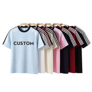 American Style Oversized <b>Tshirt</b> Formal Knitted Short Sleeve Blank Design O-Neck T-shirt Custom Cotton Blend Hot Supplier T shirt - Product Image 1