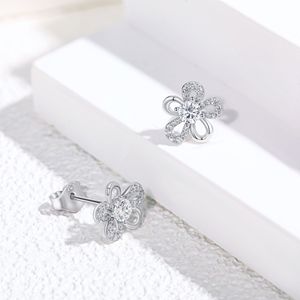 Vente directe d'usine, boucles d'oreilles en argent sterling 925, zircon, forme de flocon de neige, délicates, fines, petites fleurs, pour femmes, exquises - Product Image 5