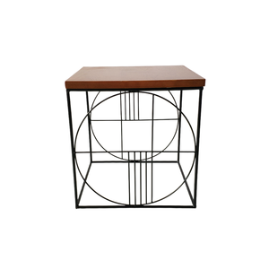 Table basse décorative moderne de luxe en bois fait main avec plateau en métal, accent d'angle pour salon - Product Image 3