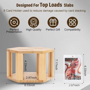 Wooden card display stand, rotatable <b>desktop</b> display rack, sports card storage rack, wooden card collection rack - Product Image 3