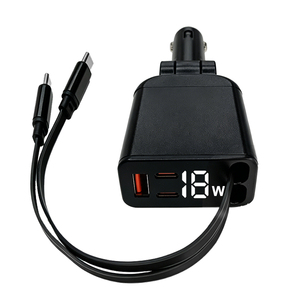 original 4-in-1 car fast charger dual usb <b>type</b> <b>c</b> car charger oem small car charger build-in <b>cable</b> - Product Image 1