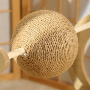 3 In 1 Kat <span class=keywords><strong>Lounge</strong></span> Houten Kat Mini Strandstoel Met Krabber Speelgoed Bal Wasbaar Verhoogde Kat Hangmat Bed - Product Image 3