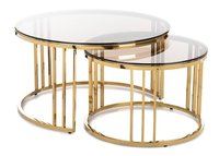 Table latérale ronde en acier inoxydable, pieds en verre trempé, design moderne, meuble de rangement, idéal pour Table basse ou d'appoint, 1 pièce