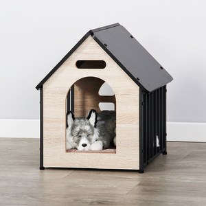 Niche d'intérieur pour petits animaux Niche en bois et métal pour petits chiens chats lapins - Product Image 5